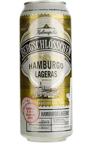 Пиво Kalnapilis Bergschlosschen Hamburgo, светлое, 5%, ж/б, 0,5 л