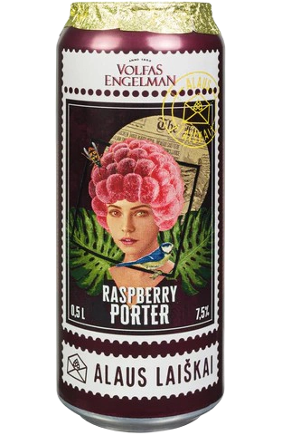 Пиво Volfas Engelman Raspberry Porter, темное, 7,5%, ж/б, 0,5 л