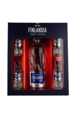 Набір горілки Finlandia: класична 40%, 0,5л + 4 смакові мініатюри, 37,5%, 0,05л