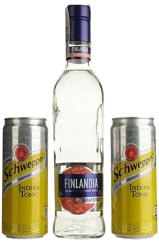 Водка Finlandia Grapefruit, 37.5% 0,5л + Schweppes Indian Tonic 2 шт. по 0,33 л